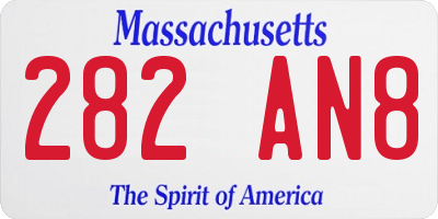 MA license plate 282AN8