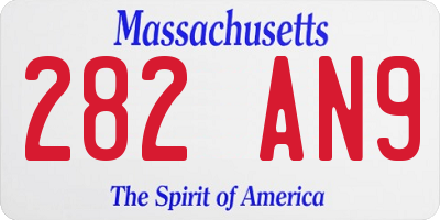 MA license plate 282AN9