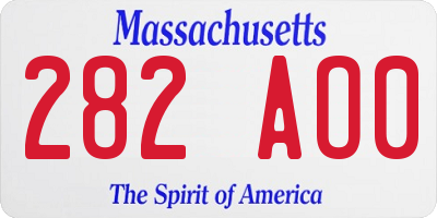MA license plate 282AO0