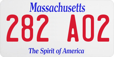 MA license plate 282AO2