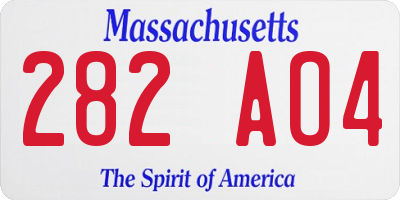 MA license plate 282AO4