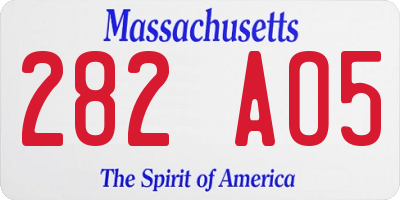 MA license plate 282AO5