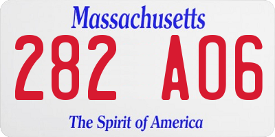 MA license plate 282AO6