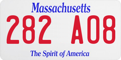 MA license plate 282AO8