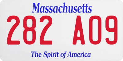 MA license plate 282AO9