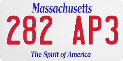 MA license plate 282AP3