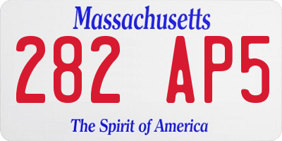 MA license plate 282AP5