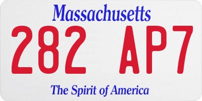 MA license plate 282AP7