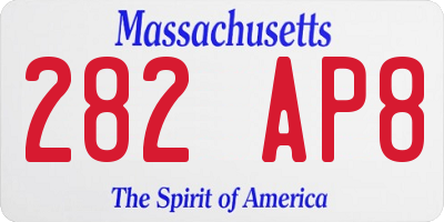 MA license plate 282AP8