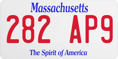 MA license plate 282AP9
