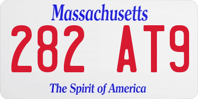 MA license plate 282AT9