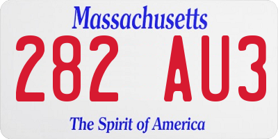 MA license plate 282AU3