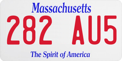 MA license plate 282AU5