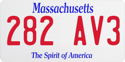 MA license plate 282AV3