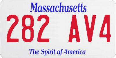 MA license plate 282AV4