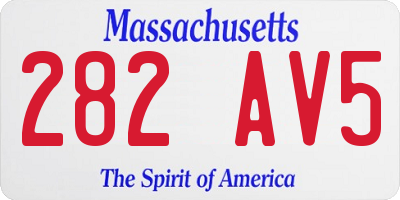 MA license plate 282AV5