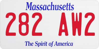 MA license plate 282AW2