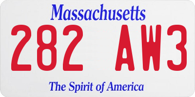 MA license plate 282AW3