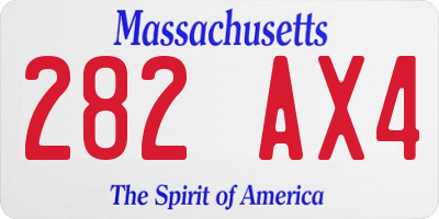 MA license plate 282AX4