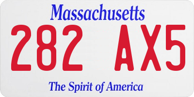 MA license plate 282AX5