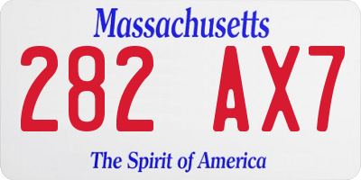 MA license plate 282AX7