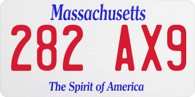 MA license plate 282AX9