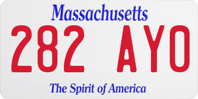 MA license plate 282AY0