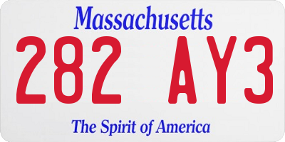 MA license plate 282AY3