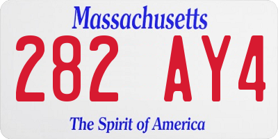 MA license plate 282AY4