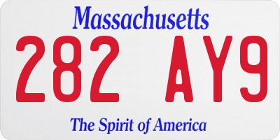 MA license plate 282AY9