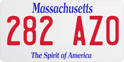 MA license plate 282AZ0