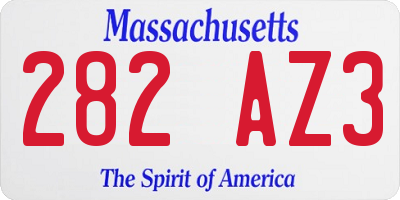 MA license plate 282AZ3