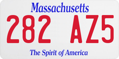 MA license plate 282AZ5