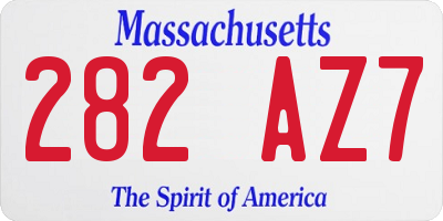 MA license plate 282AZ7