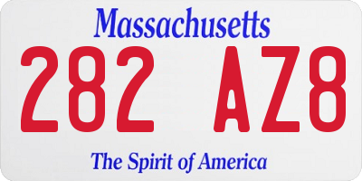 MA license plate 282AZ8