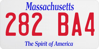 MA license plate 282BA4