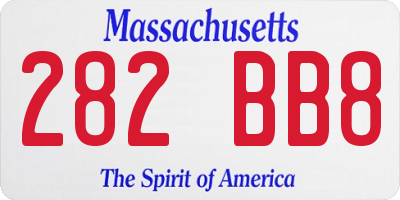 MA license plate 282BB8