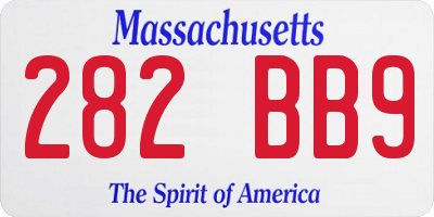 MA license plate 282BB9