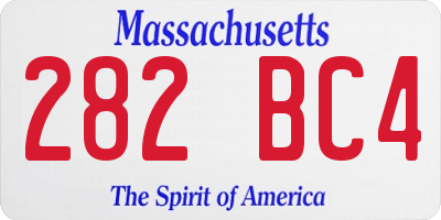 MA license plate 282BC4