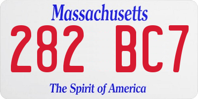 MA license plate 282BC7