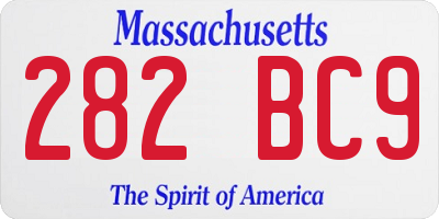 MA license plate 282BC9