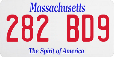 MA license plate 282BD9