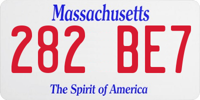 MA license plate 282BE7