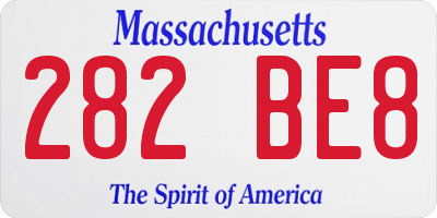 MA license plate 282BE8