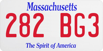 MA license plate 282BG3