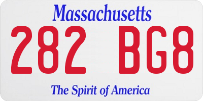 MA license plate 282BG8