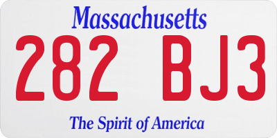 MA license plate 282BJ3