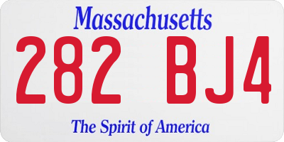 MA license plate 282BJ4