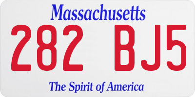 MA license plate 282BJ5