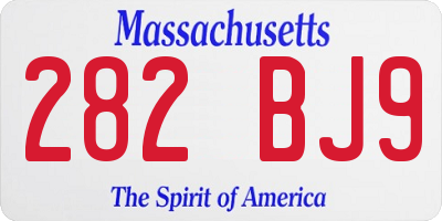 MA license plate 282BJ9